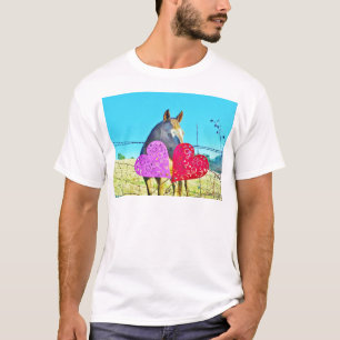 Camiseta Corações dos namorados do cavalo do branco e do