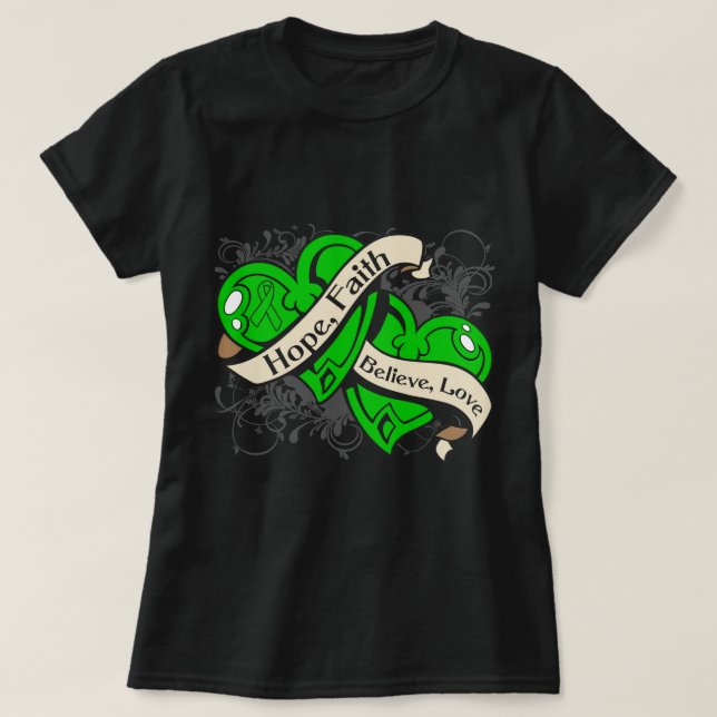 Camiseta Corações duplos da fé da esperança de (Frente do Design)