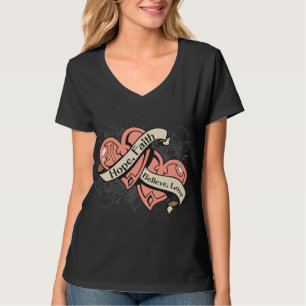 Camiseta Corações duplos da fé uterina da esperança do
