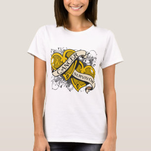 Camiseta Corações duplos do sobrevivente de câncer do