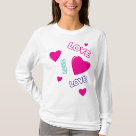Camiseta Corações e Amor Rosa Bonitos - design romântico