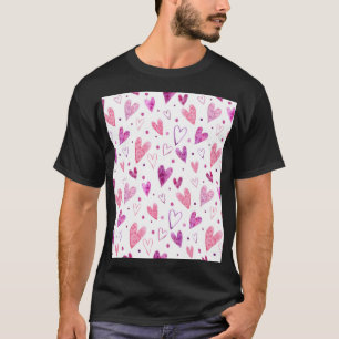 Camiseta Corações e Bolinhas cor-de-rosa: Delícia Romântica