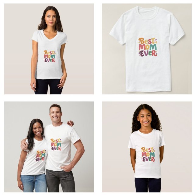 Camiseta Corações e Estrelas Melhor Mãe Nunca (Hearts and Stars Best Mom Ever clothes)