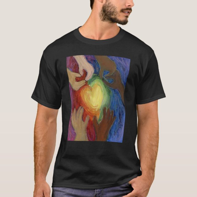 Camiseta Corações e Mãos Adoram Diversidade Artística Perso (Frente)