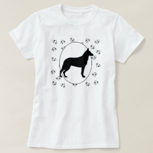 Camiseta Corações e Pawprints de Malinois do belga