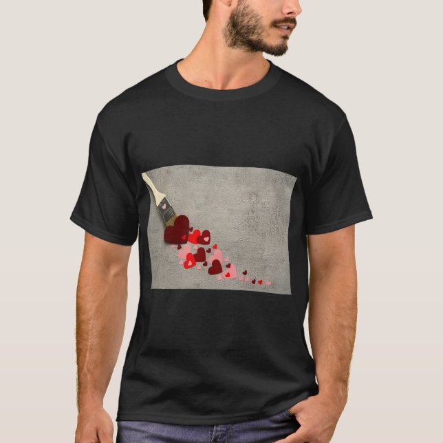 Camiseta Corações e Pincel Pintado (Frente)