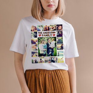 Camiseta Corações e texto personalizados da Colagem de Foto