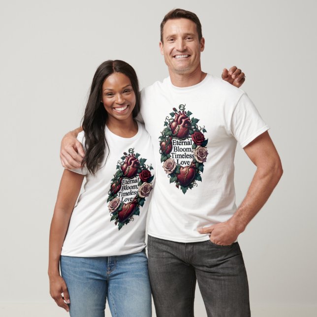 Camiseta Corações Entrelaçados de Amor Eterno (Unissex)