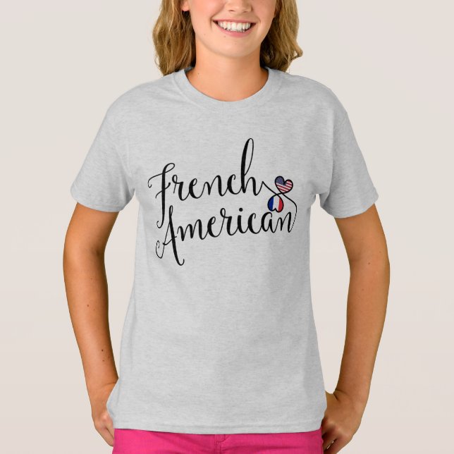 Camiseta Corações Entwinados Franceses Americanos (Frente)