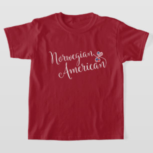 Camiseta Corações Entwinados Noruegueses Americanos