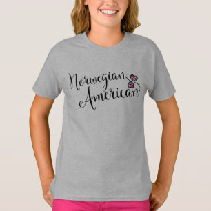 Camiseta Corações Entwinados Noruegueses Americanos