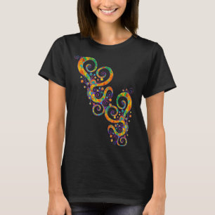 Camiseta Corações Espirais, Mão Pintada 2 Ventiladores Dive