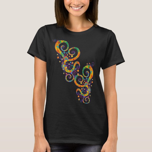 Camiseta Corações Espirais, Mão Pintada 2 Ventiladores Dive (Frente)