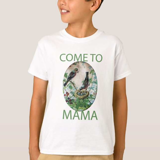 Camiseta Corações Famintos: Mamãe tem Comida! Venha Para Ma (Frente)