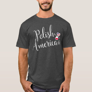 Camiseta Corações Inclinados Poloneses Americanos