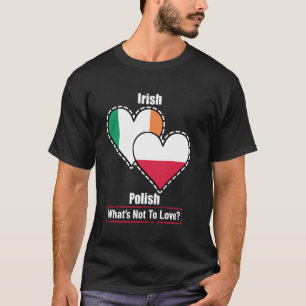 Camiseta Corações Irlandeses Poloneses Bandeiras O Que Não