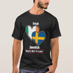 Camiseta Corações Irlandeses Suecos Bandeiras O Que Não Ama