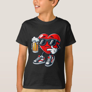 Camiseta Corações Kawaii Bebendo Cerveja Dia dos Namorados