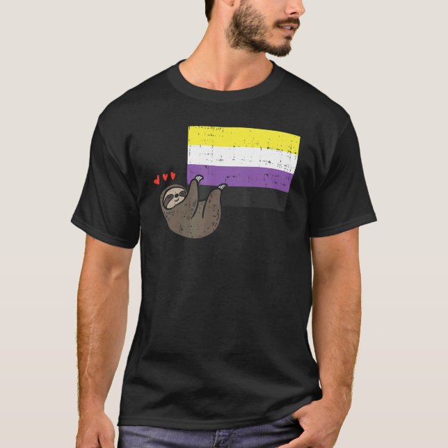 Camiseta Corações Leves Segurando Traço Não Binário Enby Nb (Frente)