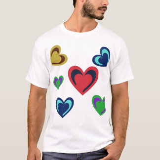 Camiseta Corações Minimalistas Variados