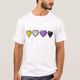 Camiseta Corações Não-Binários do pixel