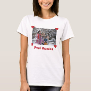 Camiseta Corações Orgulhosos Vovó Personalizar Foto Faç