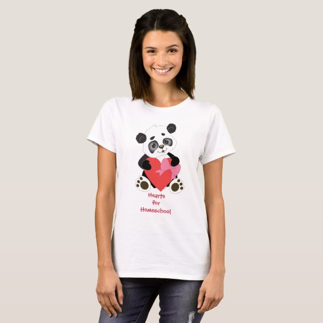 Camiseta Corações para o Homeschool Panda Bear (Frente Completa)