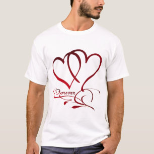 Camiseta Corações para sempre vermelhos em branco