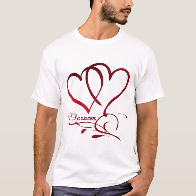 Camiseta Corações para sempre vermelhos em branco (Frente)