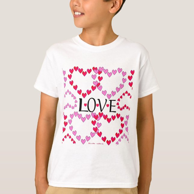 Camiseta Corações Pequenos Rosa Vermelho AMOR (Frente)