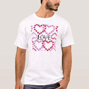 Camiseta Corações Pequenos, Vermelho Rosa, AMOR
