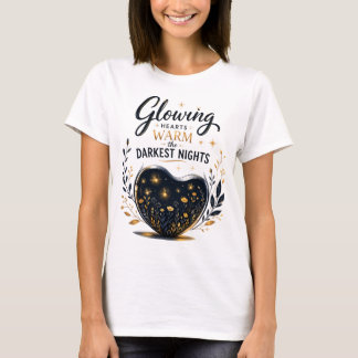 Camiseta Corações Radiantes Inspiradores Aquecem as Noites