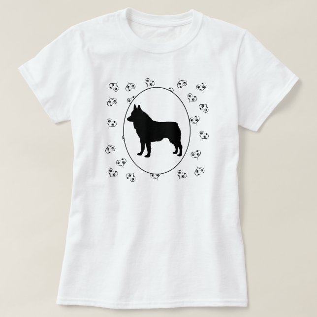 Camiseta Corações Schipperke e Impressões Digitais (Frente do Design)