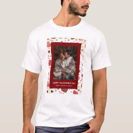 Camiseta Corações Vermelhos Elegantes Feliz Dia dos Namorad
