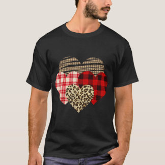 Camiseta Corações Xadrez-leopardo Buffalo Namorados de Amor