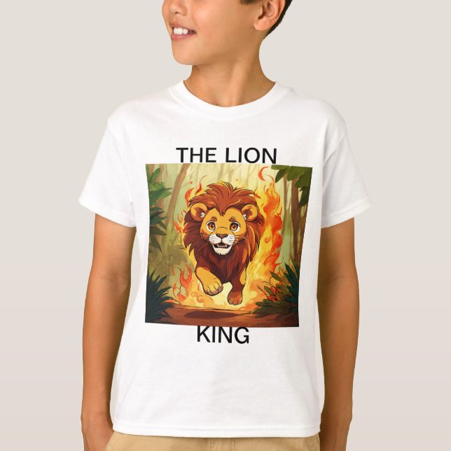 Camiseta "Coragem Blinda - Leão em Chamas T-Shirt" (Frente)