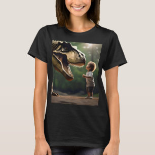 Camiseta **"Coragem Desperta: Um Menino Enfrenta o T-Rex"