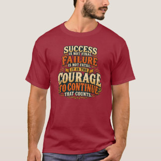 Camiseta Coragem Inspiradora para Continuar Citação Motivac