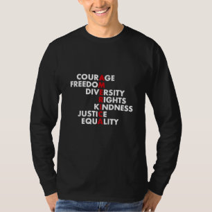 Camiseta Coragem Liberdade Diversidade Direitos Bondade