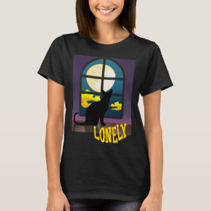 Camiseta Coragem Lua Inteira Pó e um Gato Triste Solitário