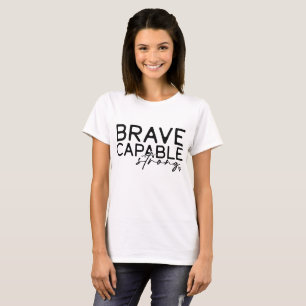 Camiseta Corajoso Capaz Forte Boho Citação Inspiradora