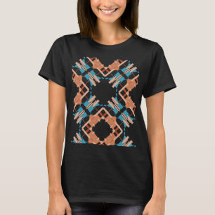 Camiseta Coral Blue Rust Sudoeste Olhe Crisscross Abstrato