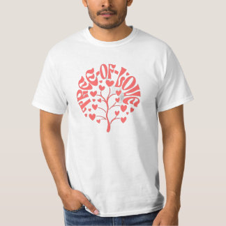 Camiseta Coral de Tipografia Retro "Árvore do Amor