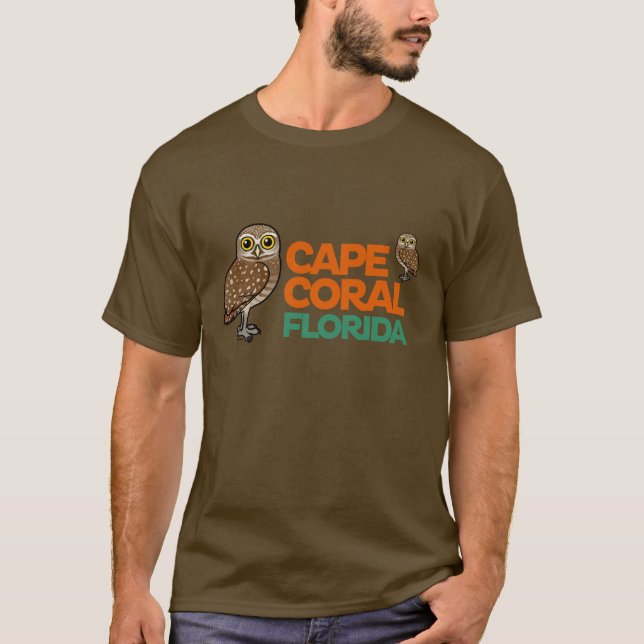 Camiseta Coral do cabo que Burrowing corujas (Frente)