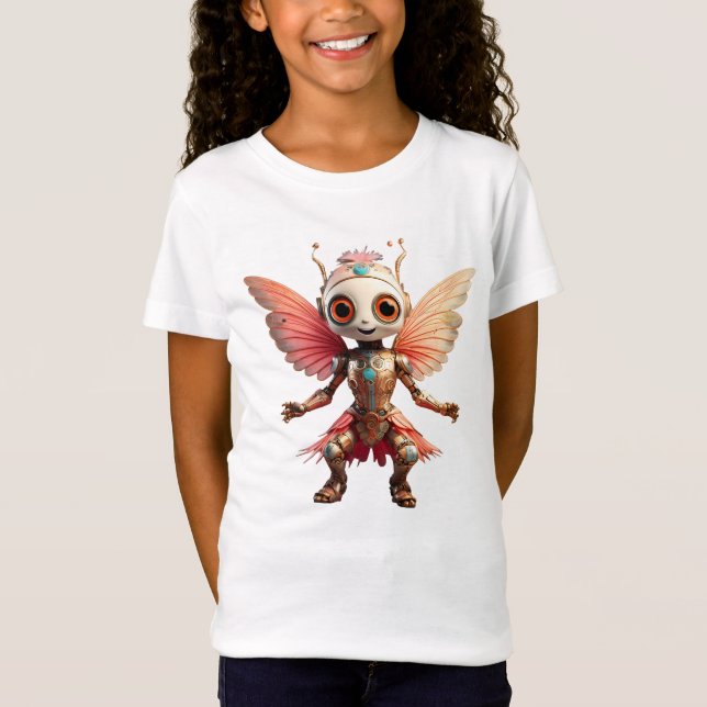 Camiseta Coral Gold Cute Dancing Robot Pixie (Frente)