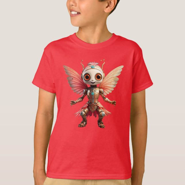 Camiseta Coral Gold Cute Dancing Robot Pixie (Frente)