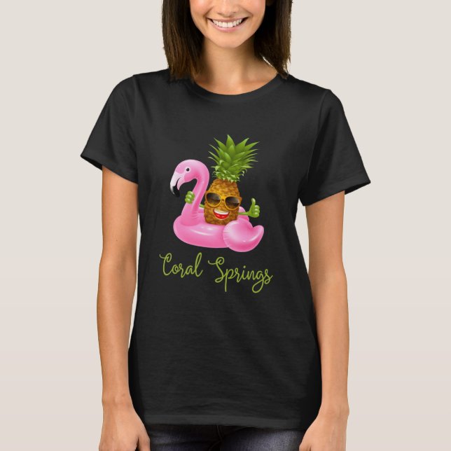 Camiseta Coral Primaveras Flamingo Tropical Pineapple (Frente)