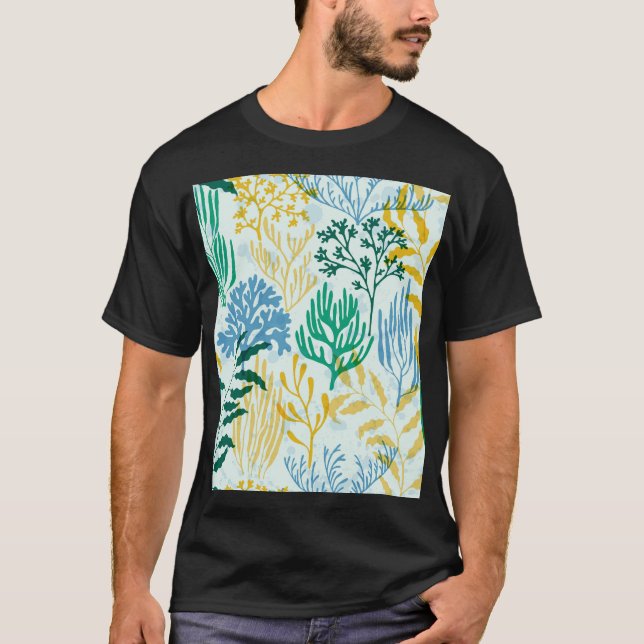 Camiseta Coral Reef, Algae Padrão Sem Olhos. (Frente)