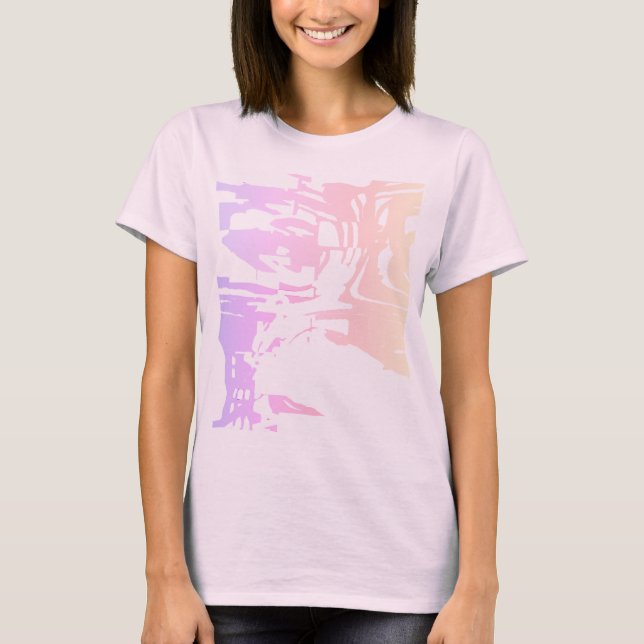 Camiseta Coral Rosa, Contemporâneo, Rosa, Lilac Tropical (Frente)