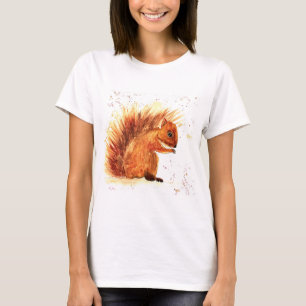 Camiseta Corante de água de animais da floresta de esquilo